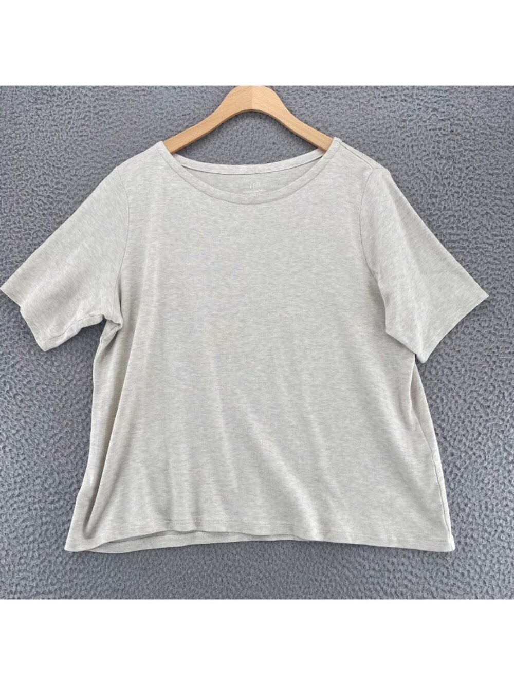 J Jill Top Womens Medium Petite Gray Simply Supima Cotton Elbow Sleeve Tee Knit